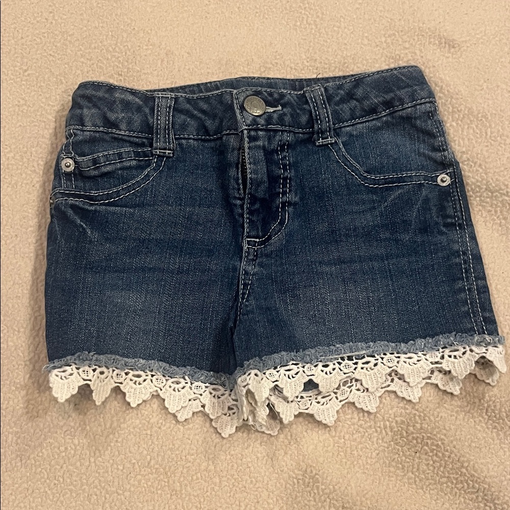 Denim Lace Trim kids Shorts